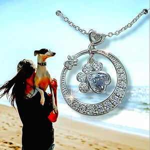 Sterling 925 Stamped Girl's Best Friend Paw Print Dog Lover Necklace